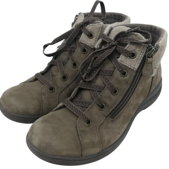 Aravon Rev Stridarc Waterproof Brown Leather Ankle Boots Size 6.5 Hiking Low - Picture 1 of 12